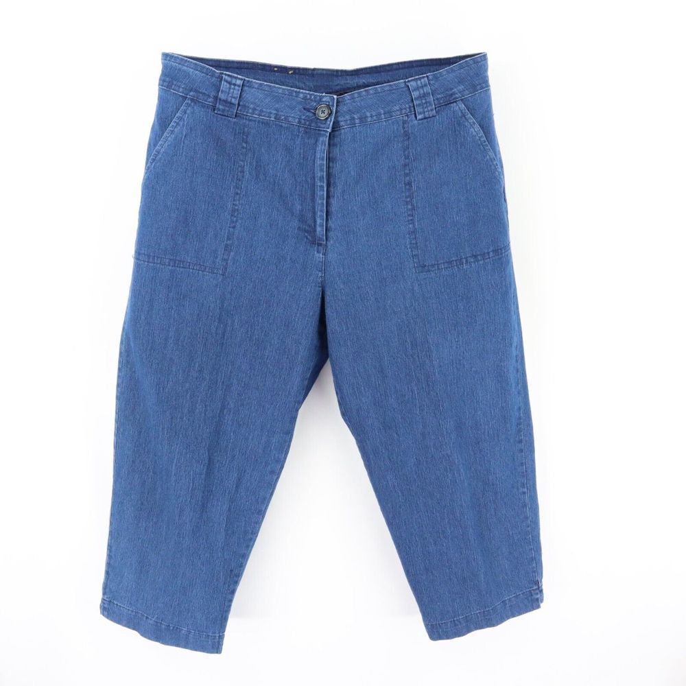 White Stag Capri Jeans High Rise Straight Womens‎ Size 14 Blue 97% Cotton Denim